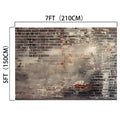 A high-resolution *ideasbackdrop Vintage Distressed Brick Wall Backdrop for Photography Portrait Background Studio Props* with tactile textures, measuring 7 feet (210 cm) in width and 5 feet (150 cm) in height, perfect for photo studio photography.