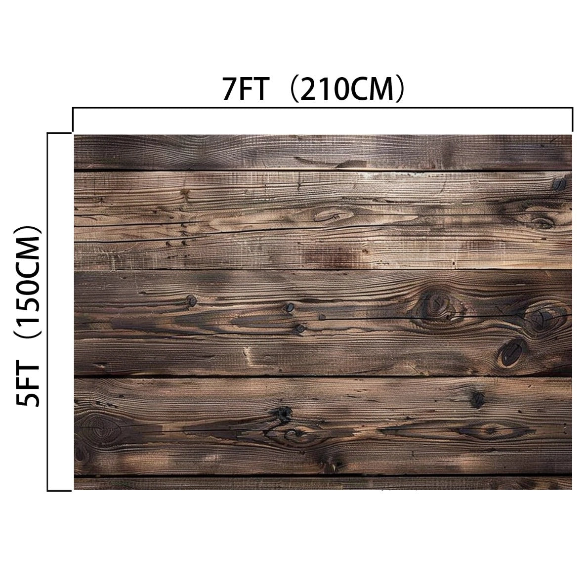 A vintage wooden backdrop with dimensions of 7 feet (210 cm) wide and 5 feet (150 cm) tall, made of dark brown, weathered wooden planks, showcases the charm of yesteryears. Perfect for authentic settings, this ideasbackdrop 7x5ft Vintage Wood Backdrop Retro Rustic Wooden Floor Background for Photography Photo Booth Video Shoot Studio Props benefits from high-resolution printing technology for stunning detail.