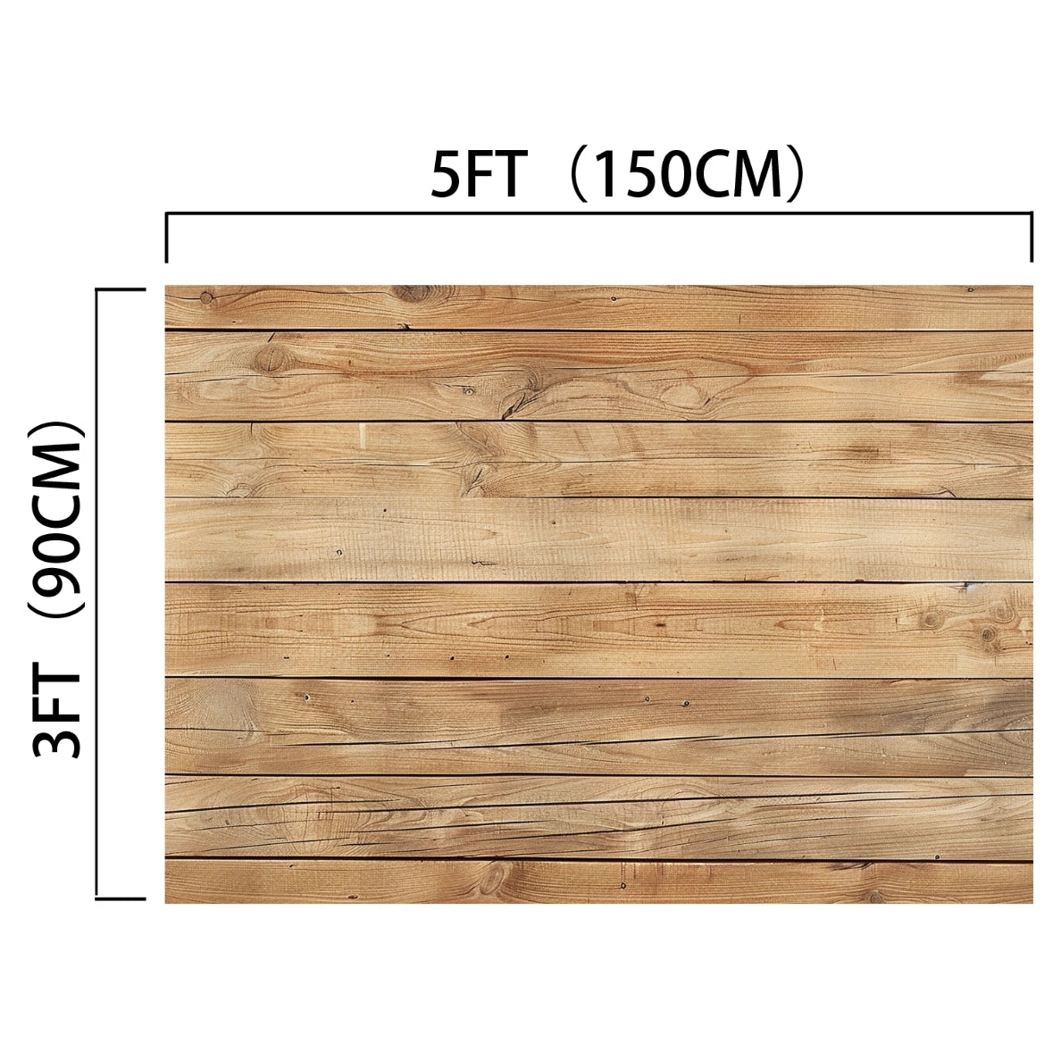 ideasbackdrop 7x5ft Wooden Backdrop Baby Shower Wood Wall Background Party Decorations Props for Photographers Studio featuring a wooden surface with horizontal planks, measuring 5 feet (150 cm) in width and 3 feet (90 cm) in height.