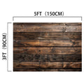 An ideasbackdrop Brown Wood Backdrop Photographers for Birthday Baby Shower Background Photo Booth Video Shoot Studio Prop measuring 5 feet (150 cm) wide and 3 feet (90 cm) tall, with a dark, rustic finish, perfect as a wood wall backdrop for photography props.