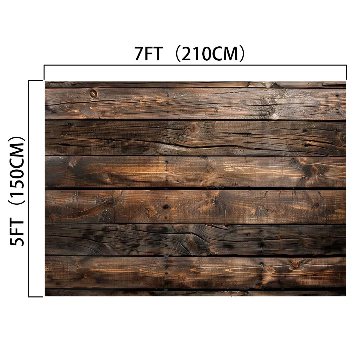 A Brown Wood Backdrop Photographers for Birthday Baby Shower Background Photo Booth Video Shoot Studio Prop by ideasbackdrop measuring 7 feet (210 cm) by 5 feet (150 cm), featuring horizontal wooden planks with a dark brown finish, makes an ideal wood wall backdrop for photography props.