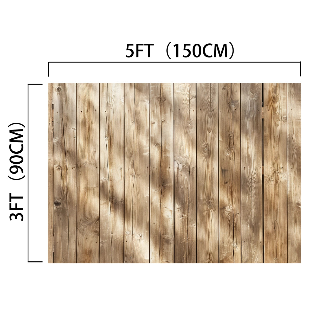 Brown Wood Backdrops for Photography Vintage Brown Background Baby Shower Birthday Photo Booth Studio Props by ideasbackdrop with dimensions labeled as 5 feet (150 cm) by 3 feet (90 cm), perfect for high-resolution printing and designed with wrinkle resistance for a flawless display.