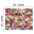 A 6-foot by 5-foot HD floral backdrop composed of assorted roses and other flowers in pink, white, and yellow hues, perfect for weddings and photo shoots. The product being described is the Mothers Day Colorful Flowers Spring Floral Backdrop -ideasbackdrop by ideasbackdrop.