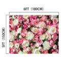 Floral Newborn Bridal Flower Backdrop - ideasbackdrop featuring a dense arrangement of high-definition pink and white roses, measuring 6 feet (180 cm) in width and 5 feet (150 cm) in height, perfect for indoor and outdoor events by ideasbackdrop.