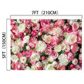 Introducing the Floral Newborn Bridal Flower Backdrop -ideasbackdrop, perfect for indoor and outdoor events. Featuring various high-definition pink and white flowers, this stunning backdrop measures 7 feet (210 cm) wide and 5 feet (150 cm) tall.