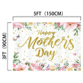 A banner measuring 5 feet by 3 feet, decorated with flowers and butterflies, with the text "Happy Mother's Day" in gold script in the center, creating an HD backdrop perfect for photos. You can achieve this look with the Flower Photography Happy Mother’s Day Backdrop by ideasbackdrop.