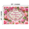 A 7ft by 5ft banner with pink roses and the text "Happy Mother's Day" in the center, adorned with floral decorations, crafted from high-quality materials to create memorable photos: Floral Photography Happy Mothers Day Backdrop -ideasbackdrop by ideasbackdrop.