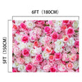 Description: Photo of a vivid floral backdrop measuring 6 feet by 5 feet, featuring a dense arrangement of pink, white, and light pink roses—perfect for creating memorable backdrops for stunning photography. Product Name: Pink Floral Happy Birthday Backdrop for Party-ideasbackdrop Brand Name: ideasbackdrop