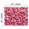 This [Pink Flower Wedding Floral Wall Backdrop - ideasbackdrop](https://www.ideasbackdrop.com) measures 6 feet by 5 feet (180 cm by 150 cm) and is filled with assorted pink and white flowers, making it perfect for weddings or photo shoots.