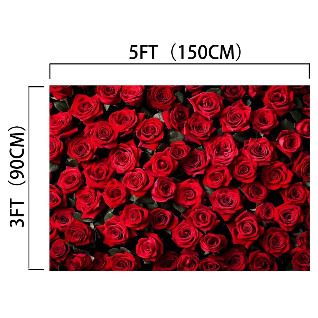 A 5-foot by 3-foot Red Rose Floral Valentines Wedding Shower Flower Backdrop -ideasbackdrop from ideasbackdrop adds a professional touch to your DIY photo booth.