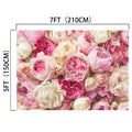 A beautiful Rose Spring Floral Mother Day Floral Backdrop -ideasbackdrop featuring pink, white, and cream flowers, perfect for weddings or photo shoots. Measuring 7FT (210CM) wide and 5FT (150CM) tall.