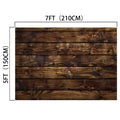 A Rustic Wood Wall Backdrop Natural Brown Wooden Board Photography Background Baby Shower Birthday Party Cake Table Decor by ideasbackdrop with dimensions marked as 7 feet (210 cm) in width and 5 feet (150 cm) in height.
