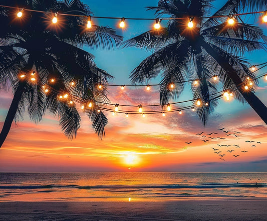 Sea Beach Sunset Backdrop Hawaii Tropical