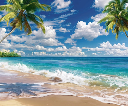 Summer Sea Backdrop Tropical Beach Plants