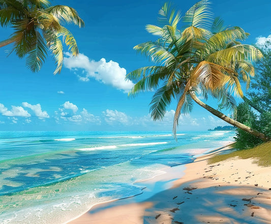 Tropical Hawaii Palm Tree Beach Backdrop