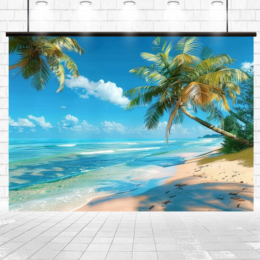 Tropical Hawaii Palm Tree Beach Backdrop