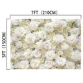 Image of a vivid floral backdrop composed of numerous white roses. The White Floral Photography Flower Backdrop for Party -ideasbackdrop by ideasbackdrop, perfect for photo booths, measures 7 feet (210 cm) wide by 5 feet (150 cm) tall and creates an Instagram-worthy setup.