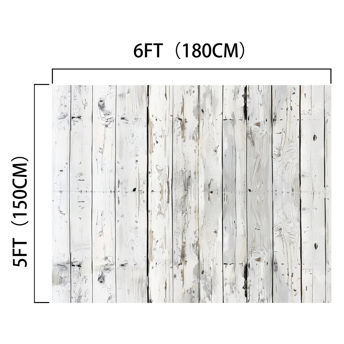 An ideasbackdrop Wood Backdrop Retro Rustic White Gray Wooden Floor Background for Photography Kids Photo Booth Video Shoot Studio Prop, measuring 6 feet (180 cm) in width and 5 feet (150 cm) in height, perfect for high-resolution printing.