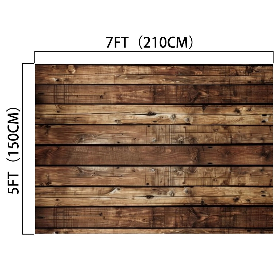 Wooden Boards Photography Wood Backdrop-ideasbackdrop by ideasbackdrop, measuring 7 feet (210 cm) in width and 5 feet (150 cm) in height, featuring horizontal wooden planks with varied shades and textures, creating a nostalgic atmosphere with a vintage flair.